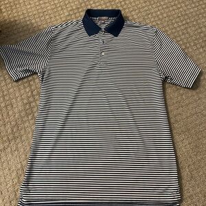 Peter Millar Navy and White Striped Polo Shirt